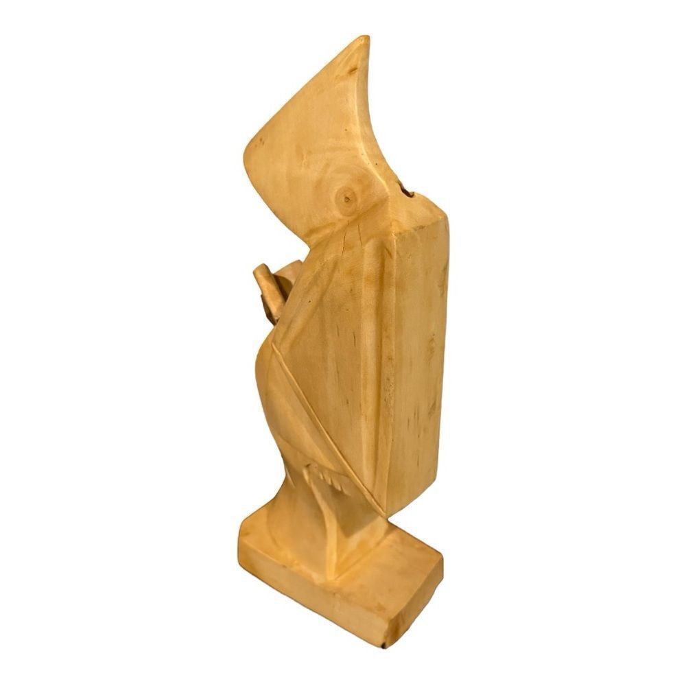 Handcarved Wooden Monk Statue - Natural Wood Finish